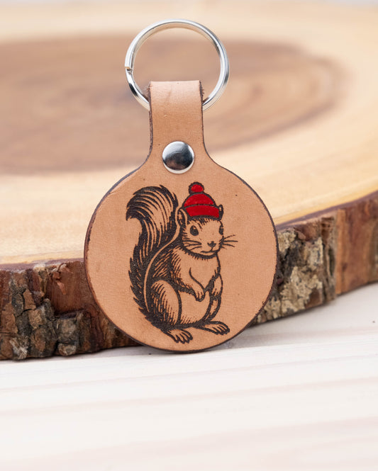 Squirrel Leather Dog ID Tag