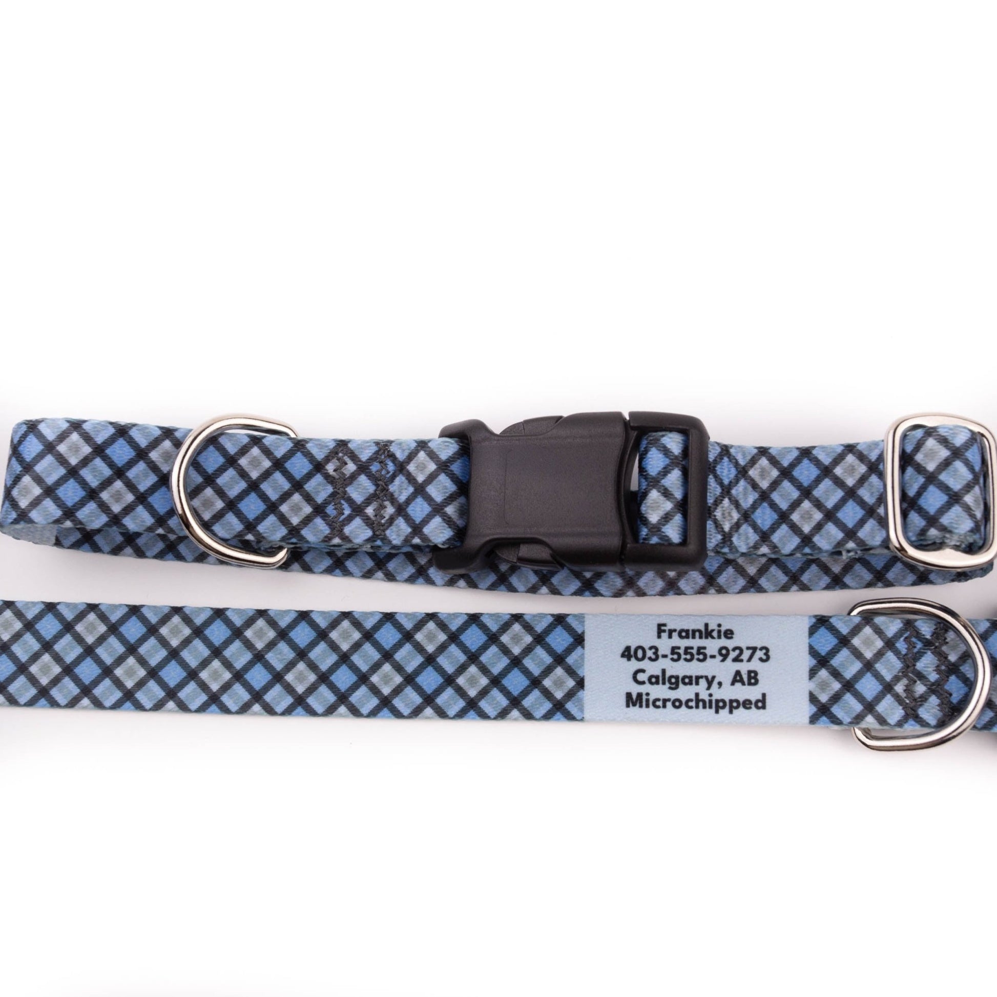 Blue Plaid Dog Collar - North Range Dogs