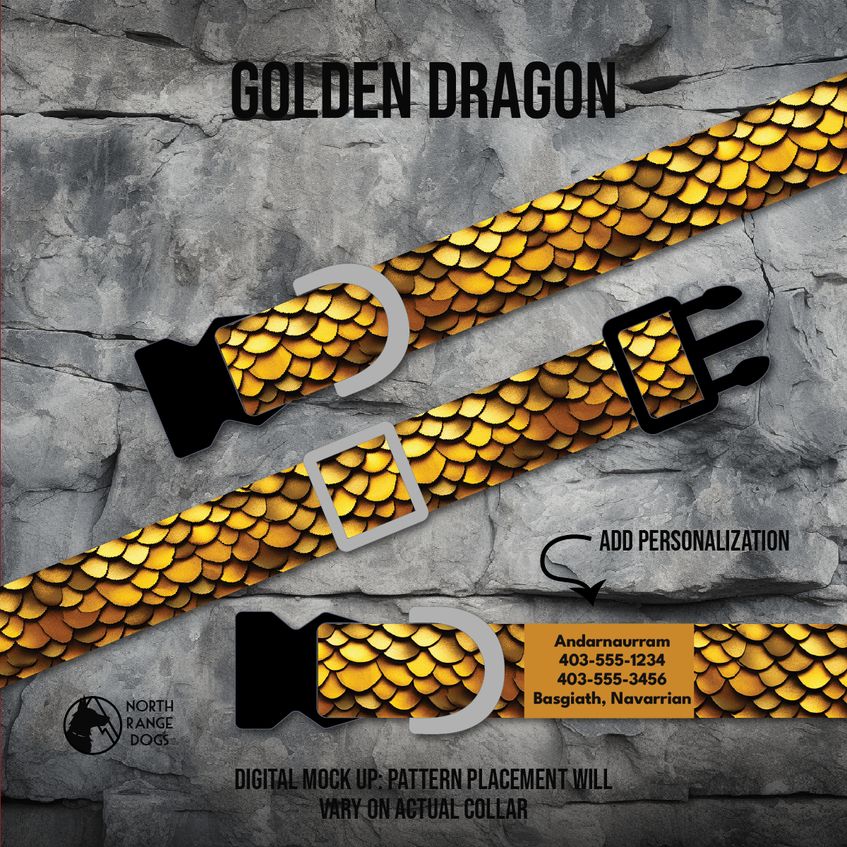 Golden Dragon Dog Collar - North Range Dogs