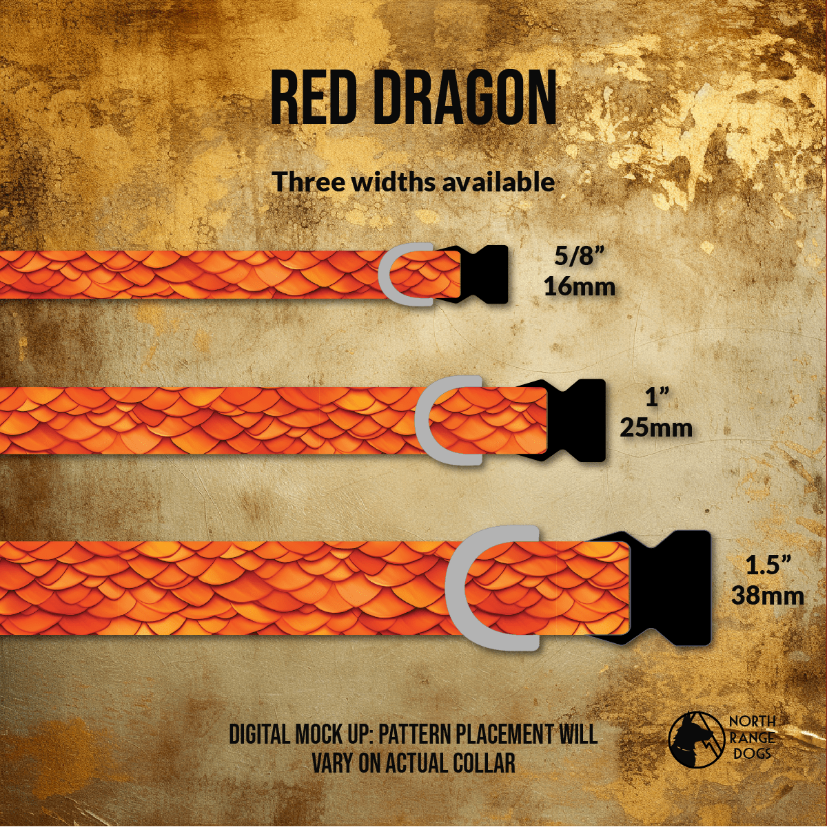 Orange Dragon Dog Collar - North Range Dogs