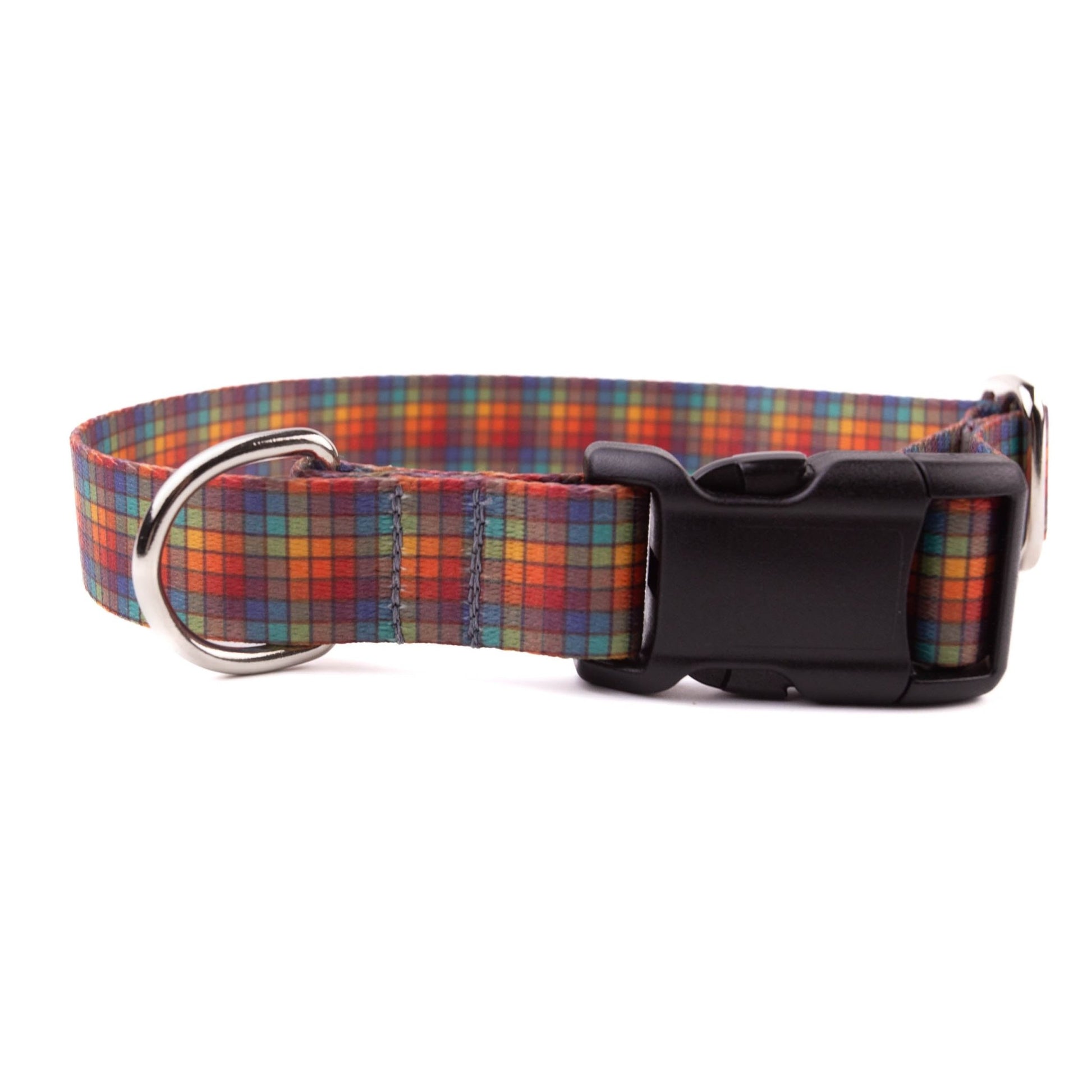 Rainbow Plaid Dog Collar - North Range Dogs