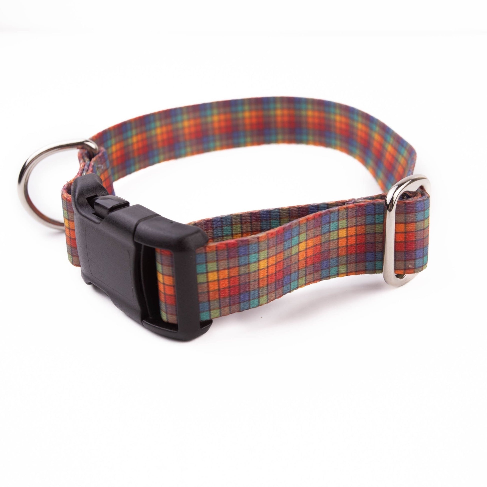 Rainbow Plaid Dog Collar - North Range Dogs