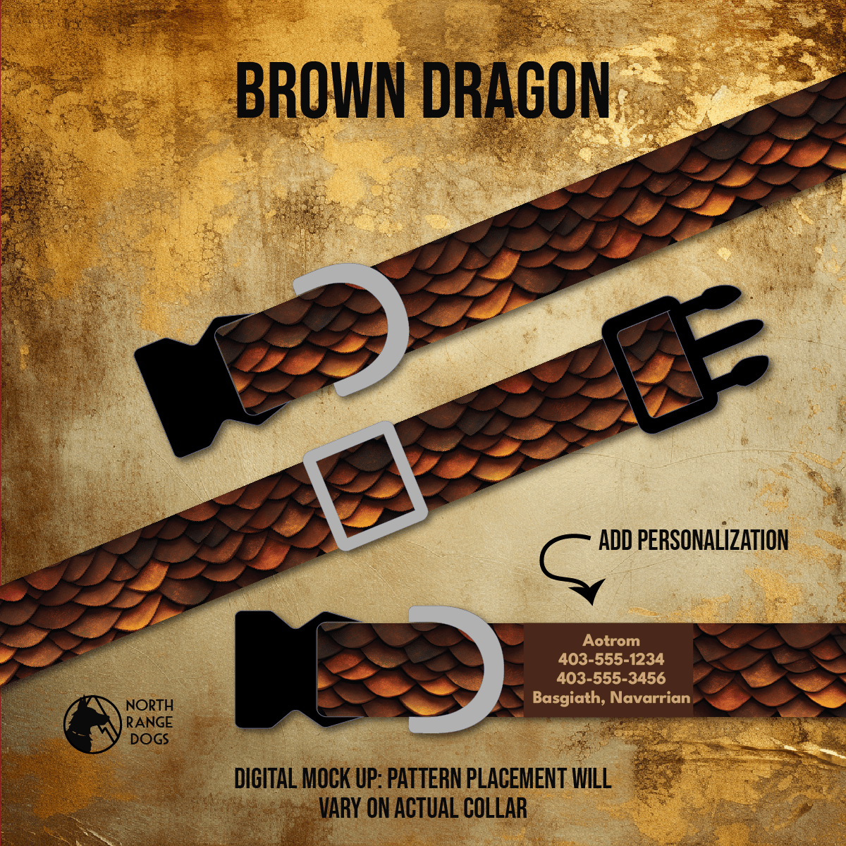 Brown Dragon Dog Collar - North Range Dogs