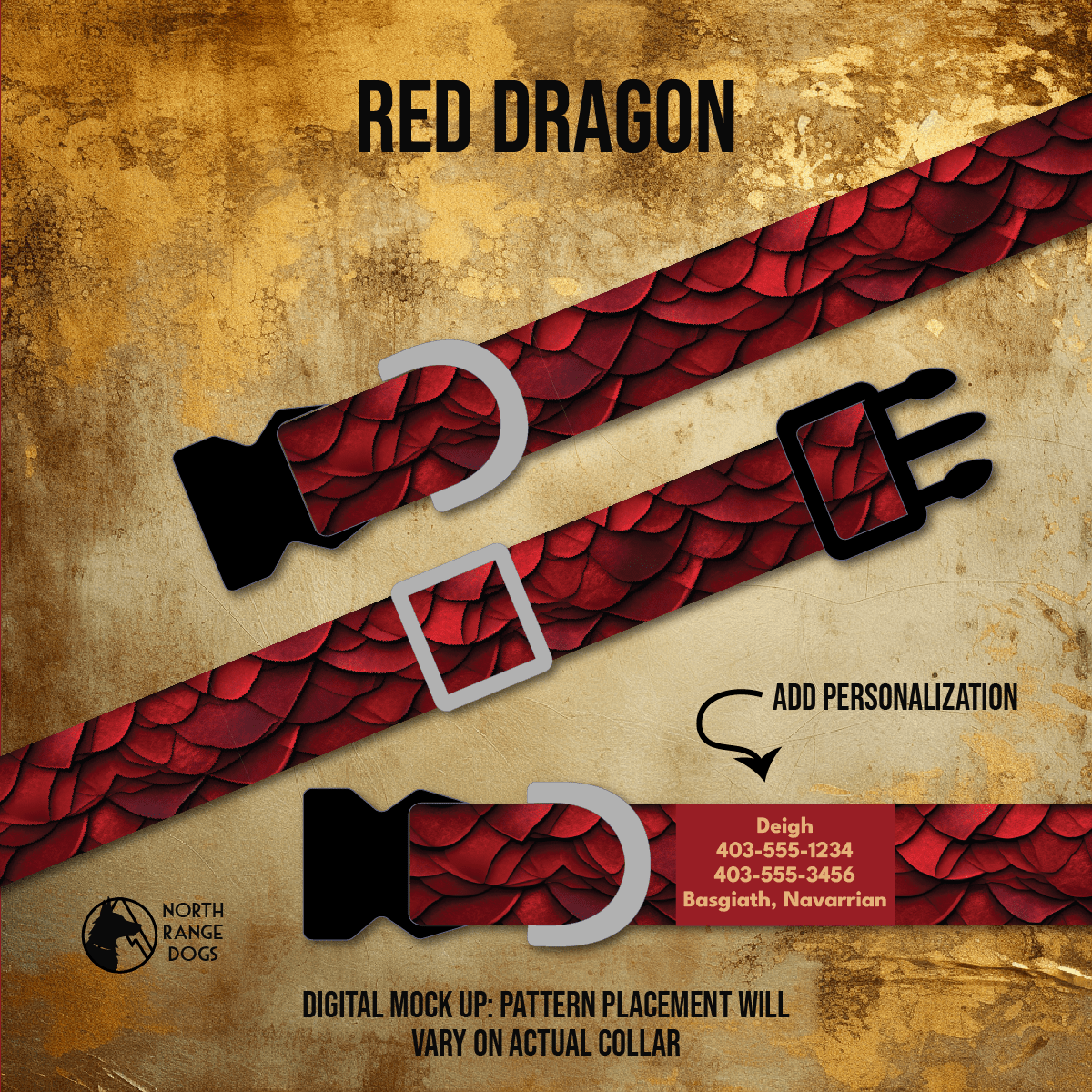 Red Dragon Dog Collar - North Range Dogs