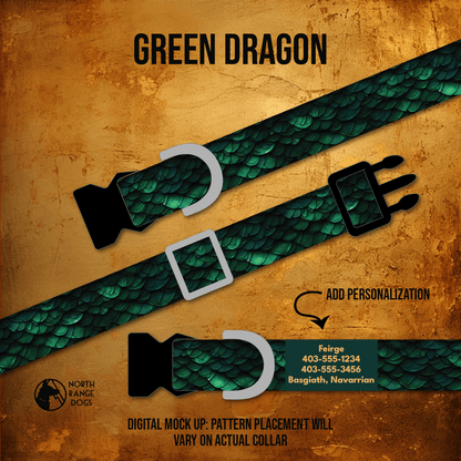 Green Dragon Dog Collar - North Range Dogs