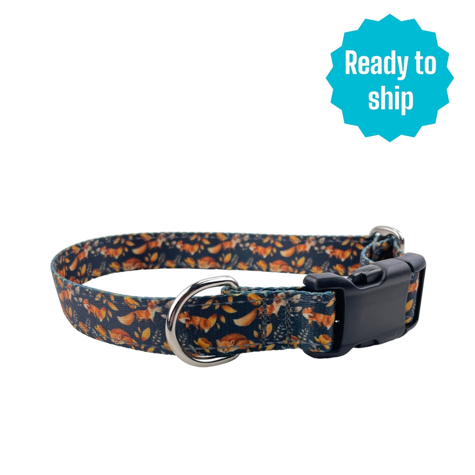 Foxy Navy [Reflective] Collar (Med) Ready to ship - North Range Dogs